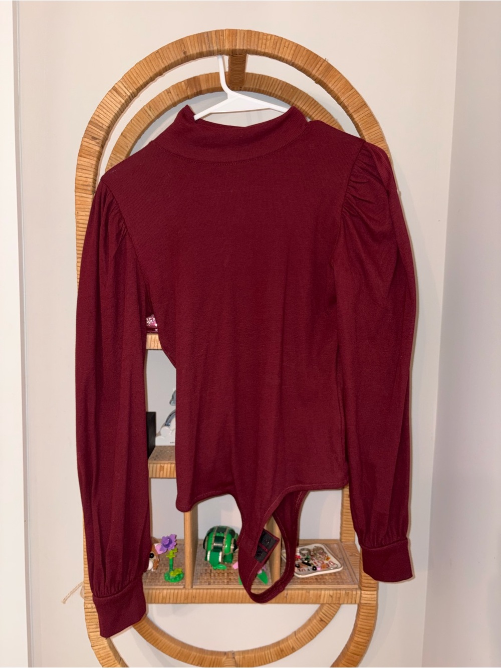 Madewell Burgundy Mock Neck Long-Sleeve Bodysuit